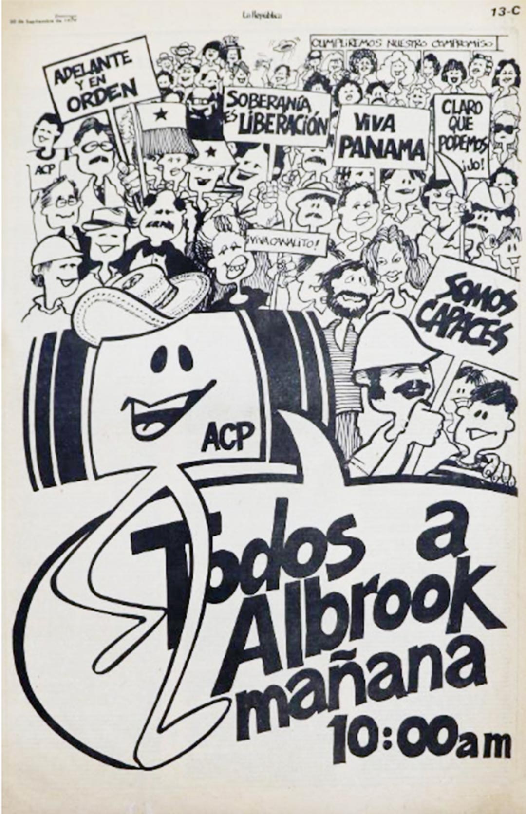 Invitación para participar en la ceremonia de entrada en vigor de los Tratados Torrijos-Carter. Periódico La República, 30 de septiembre de 1979. Colección Museo del Canal Interoceánico.